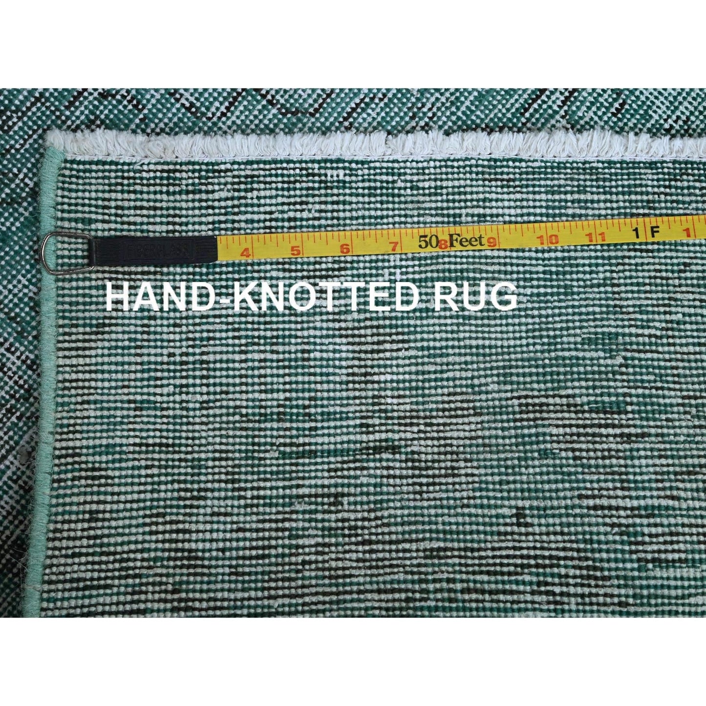 2'X5'8" Green Overdyed Vintage Zoroastrian Hand Knotted Wool Runner Rug
