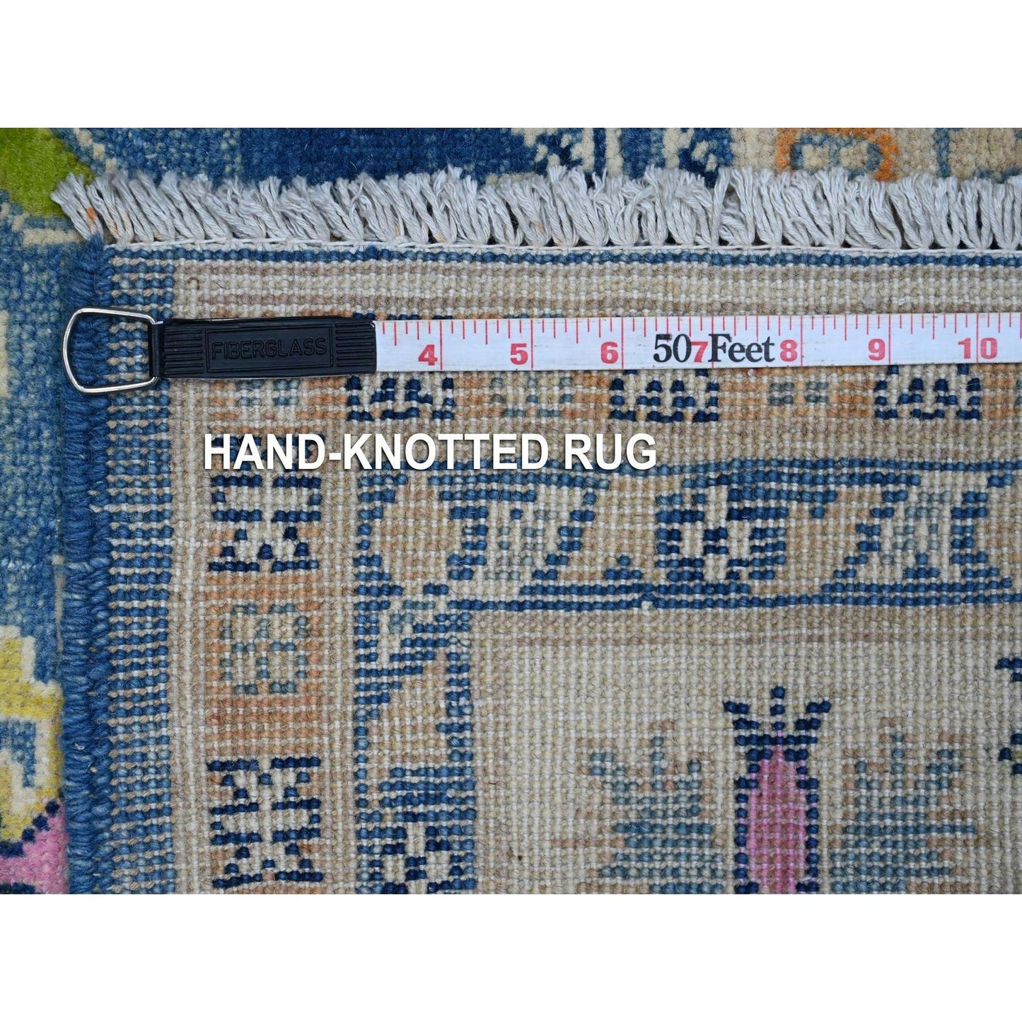 5'5"X7'9" Chelsea Blue Fusion Kazak Soft Wool Hand Knotted Oriental Rug