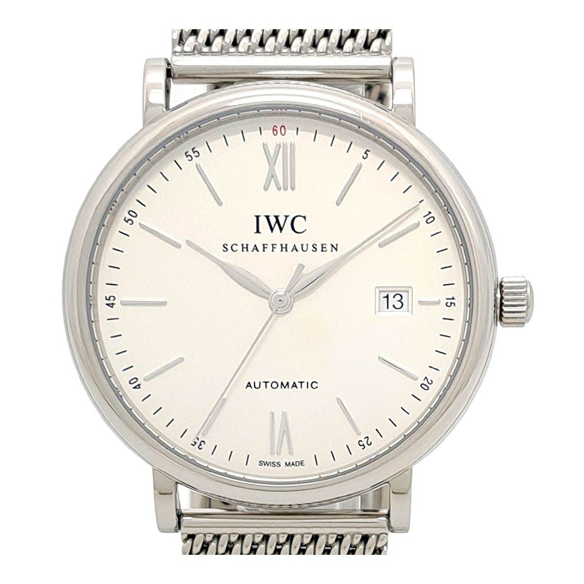 Iwc Portofino Automatic Date Iw356505 Silver Men'S Used Watch #6119