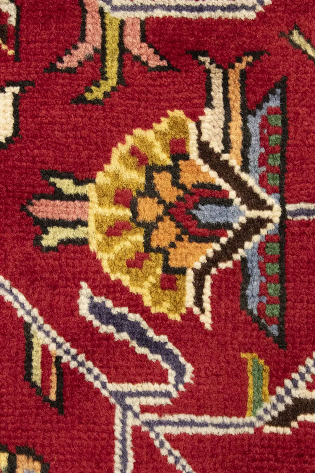 Hand-Knotted Vintage Oriental Rug Red Traditional