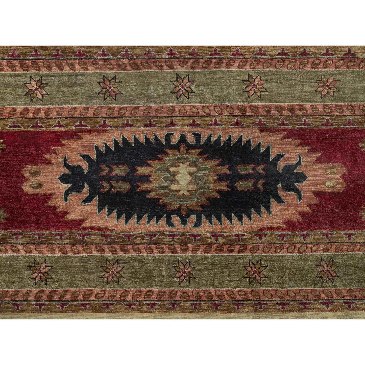 10'X14' Beige Southwestern American Indian Design Hand Knotted Wool Rug