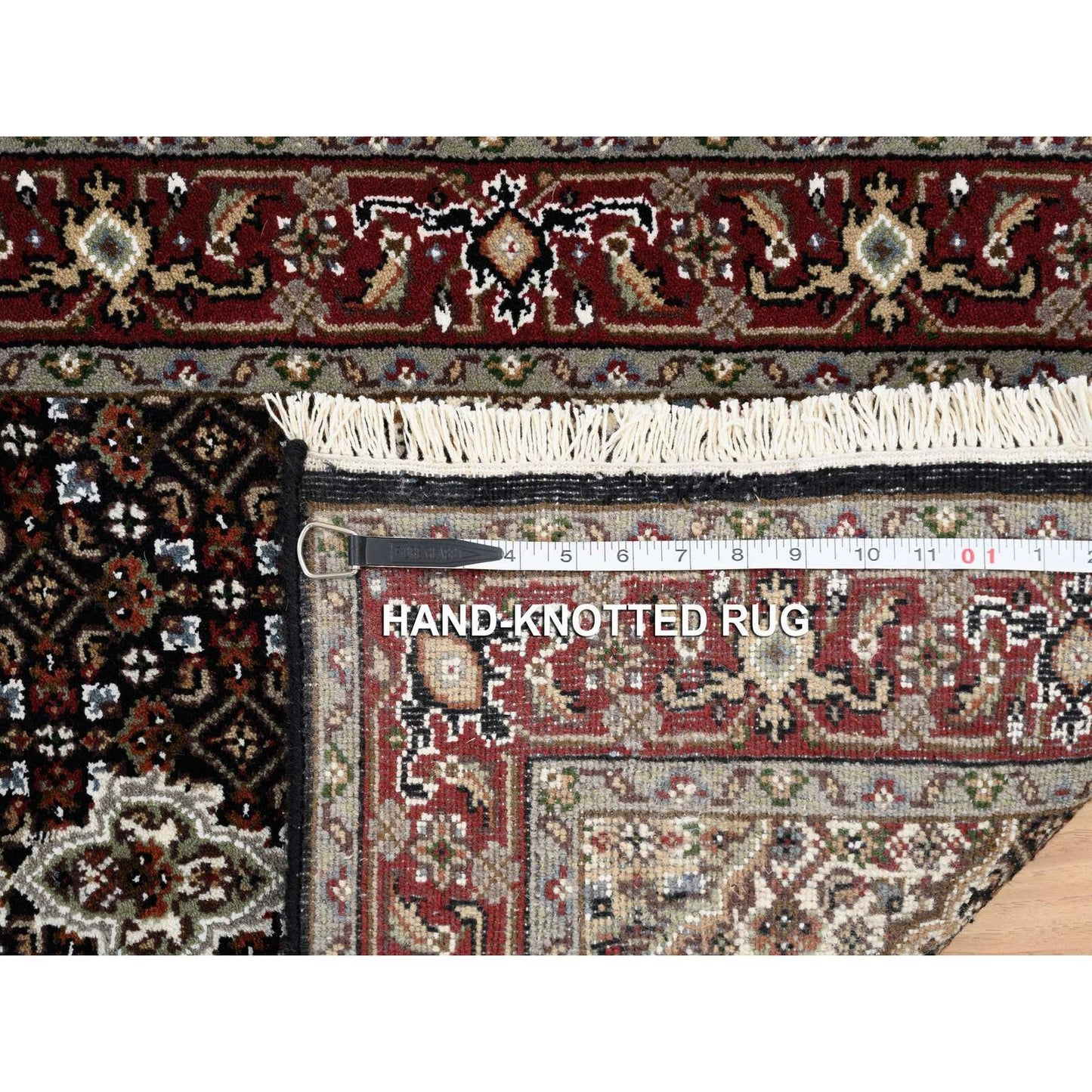 2'4"X27'1" Black Hand Knotted Tebraz Mahi Wool And Silk Runner Rug