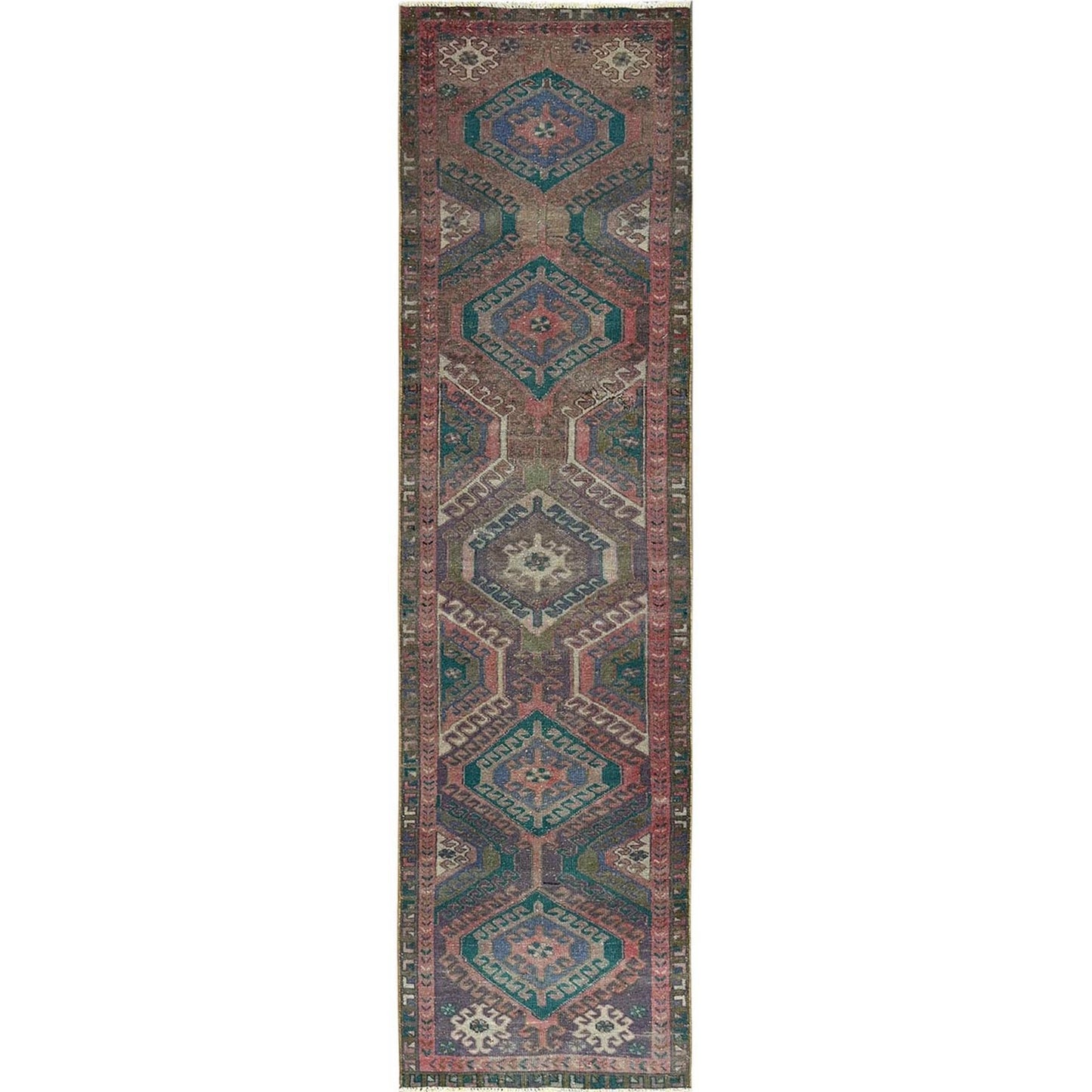 2'7"X9'10" Pink Overdyed Vintage Zoroastrian Hand Knotted Wool Runner Rug