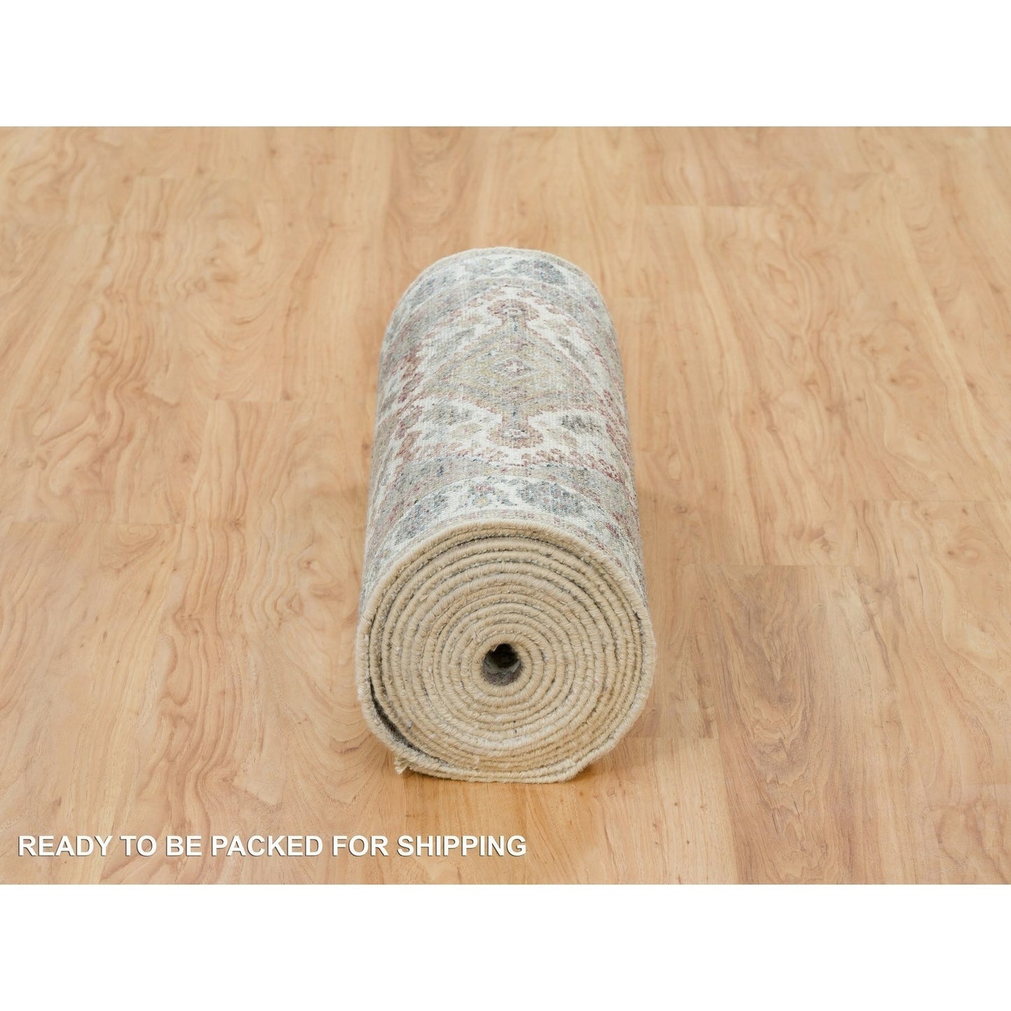 2'7"X21'9" Vista White Hand Knotted Flower Border Xl Runner Oriental Rug