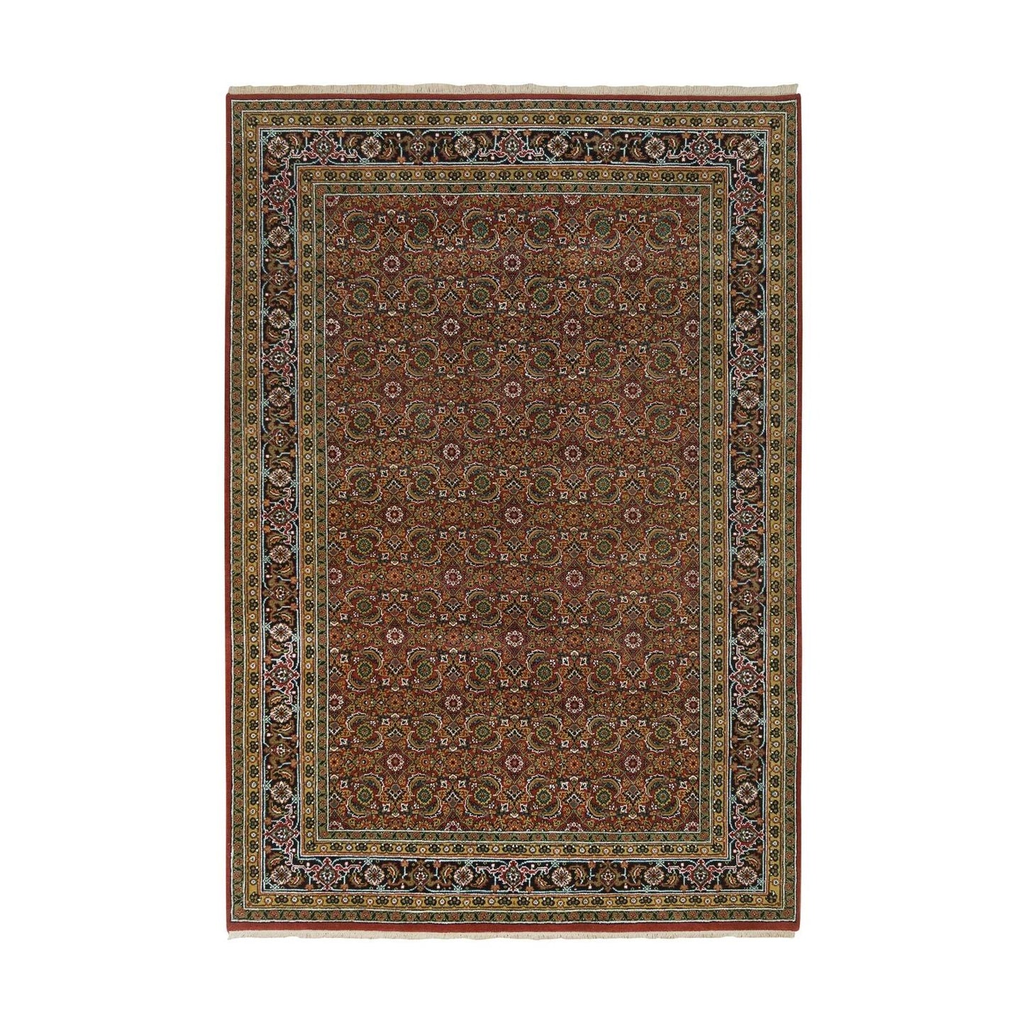 6'1"X9' Red Herrita Design Wool/Silk 175 Kpsi Hand Knotted Rug