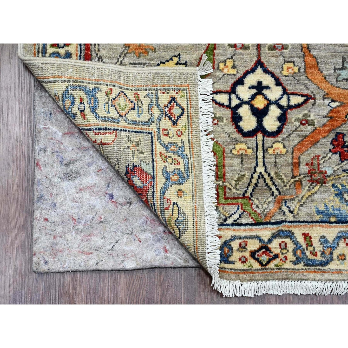 3'X15'5" Gray Peshawar Bijar Garus Design Wool Hand Knotted Runner Rug
