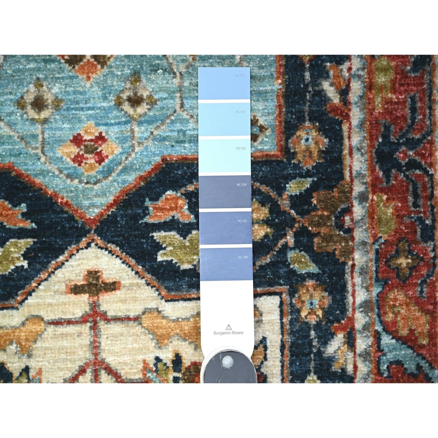 2'6"X9'8" Blue Fine Aryana Caucasian Ashtafa Hand Knotted Oriental Rug
