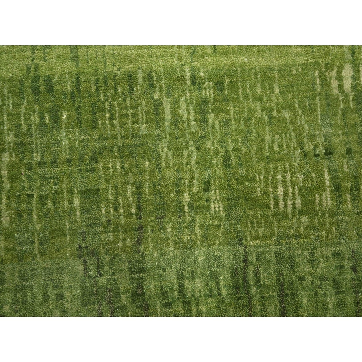 9'X12'3" Moss Green, Vertical Ombre Design, Hand Knotted, Soft Wool Rug