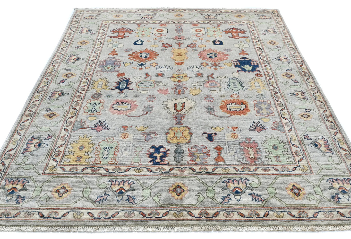 Handmade Kazak Pakistan Rug 5X7 Ft Gray Floral