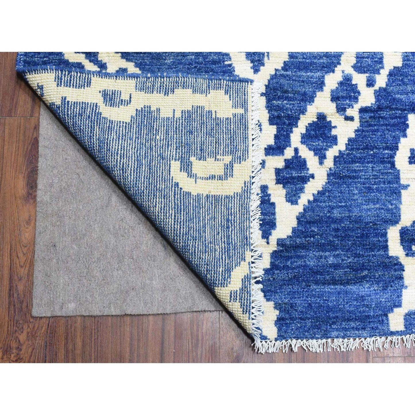 12'2"X15'2" Blue Boujaad Moroccan Berber Wool Hand Knotted Oversized Rug