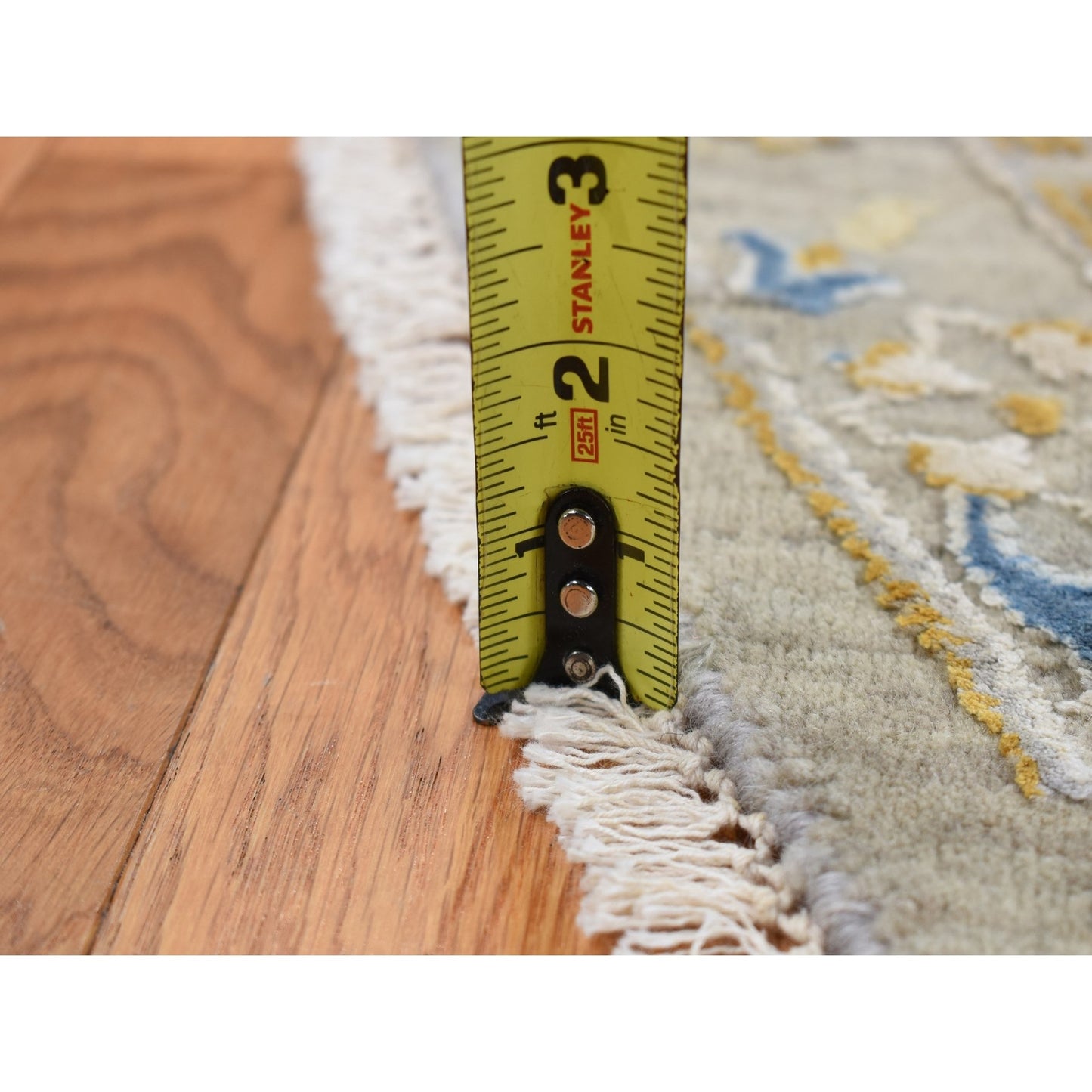 10'X10' Gray The Sunset Rosettes Silk And Wool Hand Knotted Round Rug