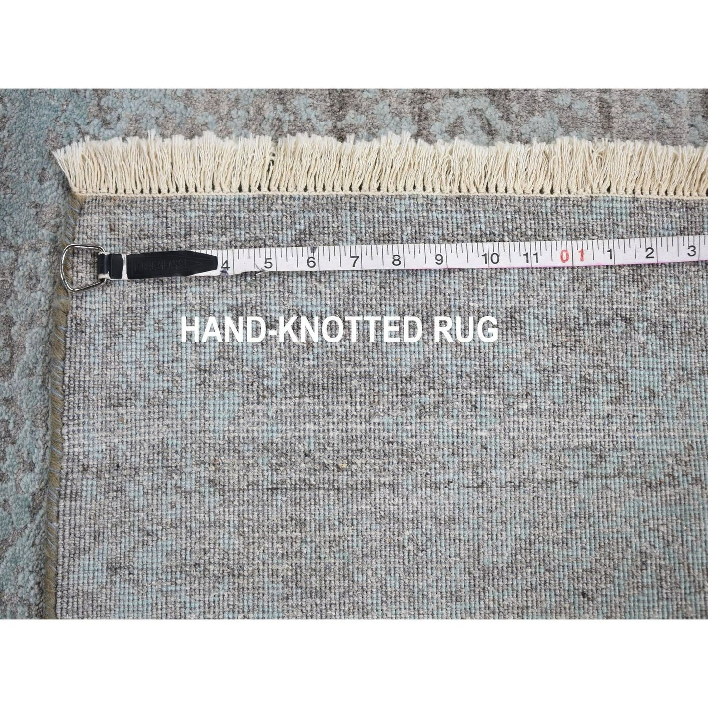 2'8"X11'9" Broken Design Runner Wool And Silk Hand Knotted Oriental Rug