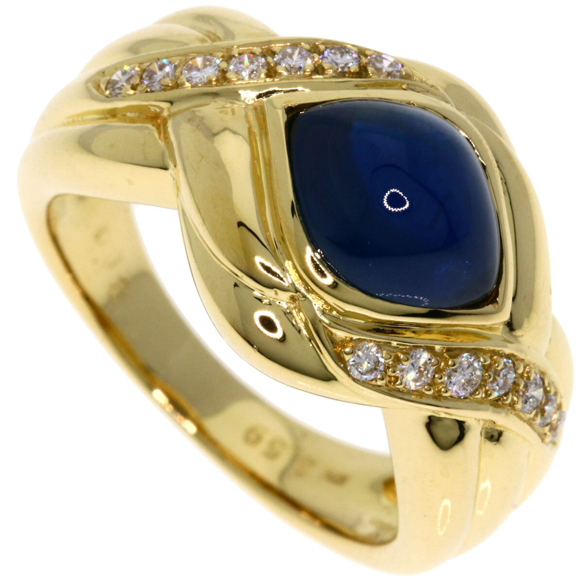 3.59Ct Sapphire Diamond Ring K18 Yellow Gold