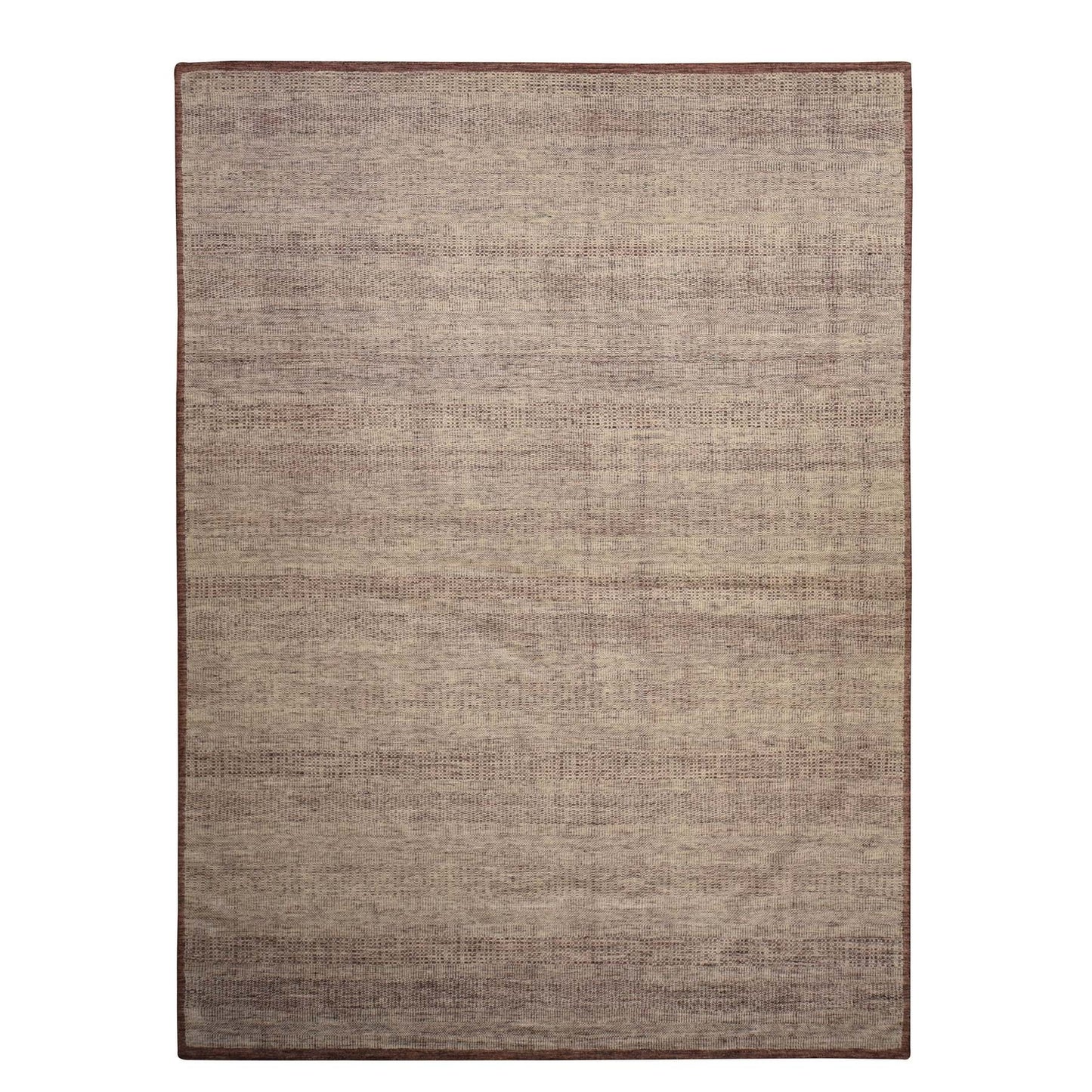 10'X14' Wine Red Plain And Natural Design Oxidized Wool Hand Knotted Rug