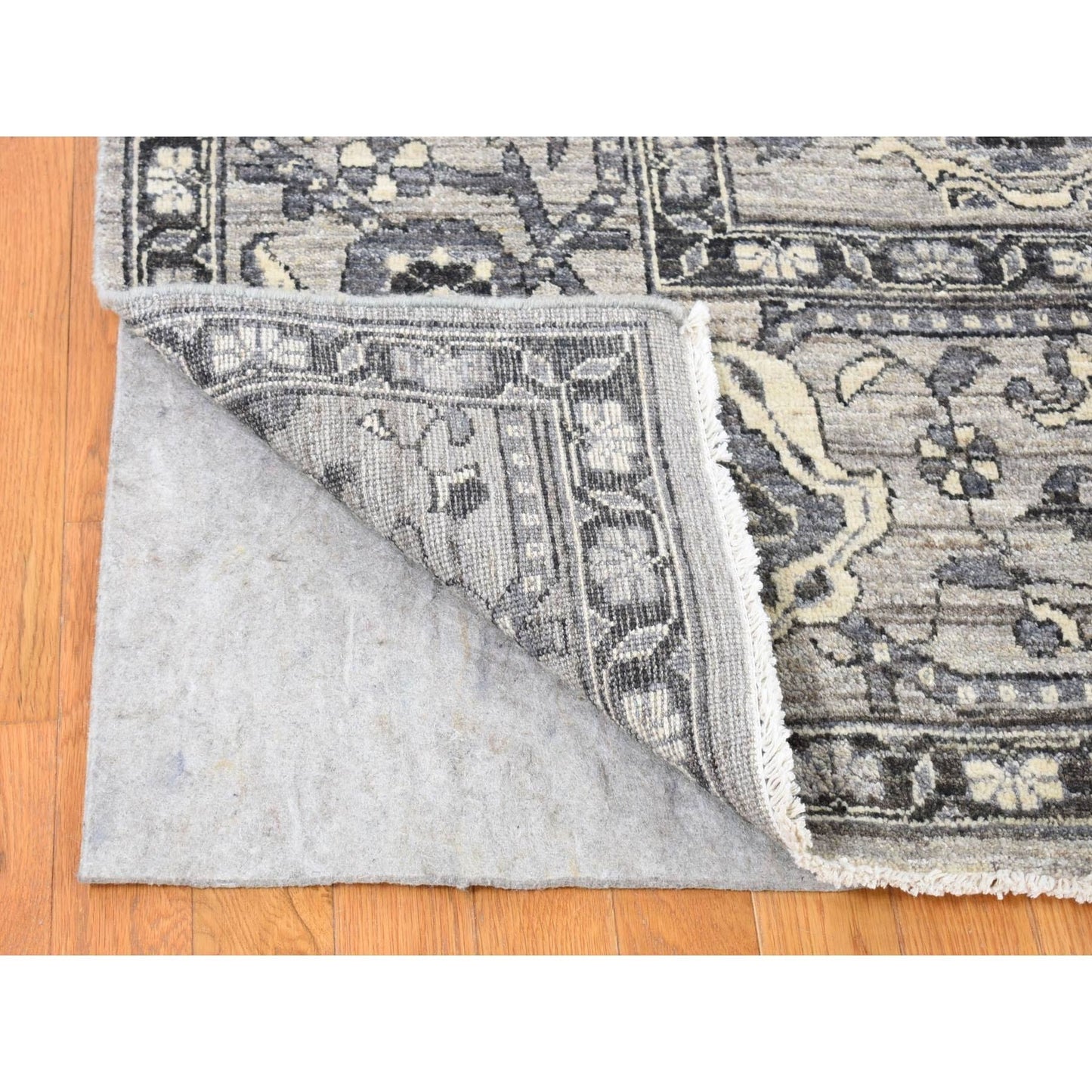 9'1"X12'3" Gray Peshawar Sultanabad All Over Design Hand Knotted Wool Rug