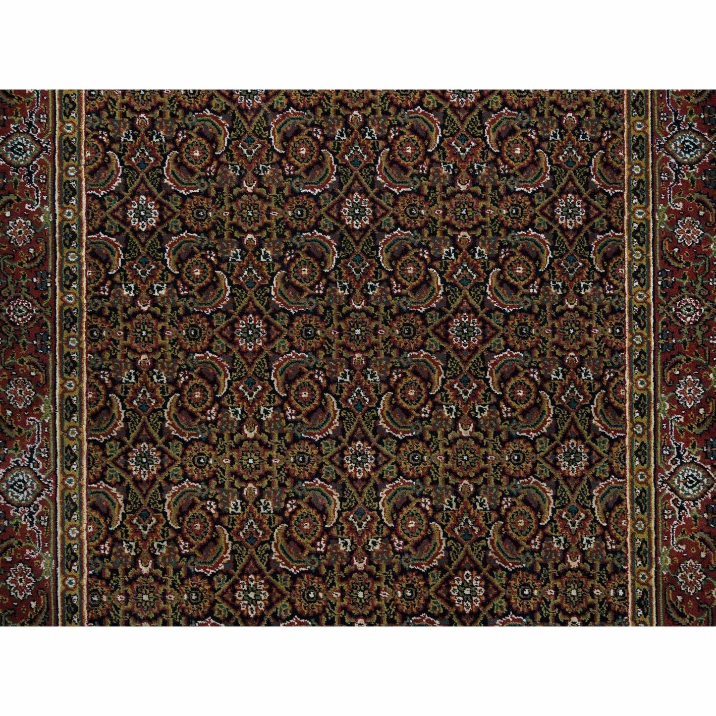 4'X6'5" Navy Blue Herrita Design Wool Hand Knotted 250 Kpsi Rug
