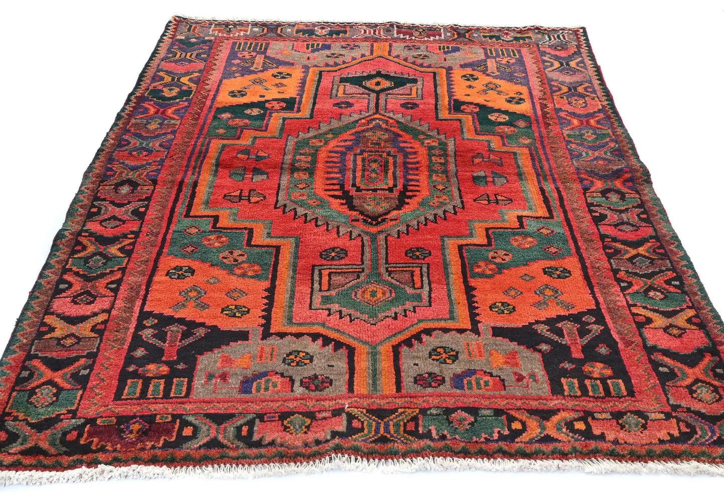 Handmade Vintage Tribal Red Floral Wool 4'8X6'4