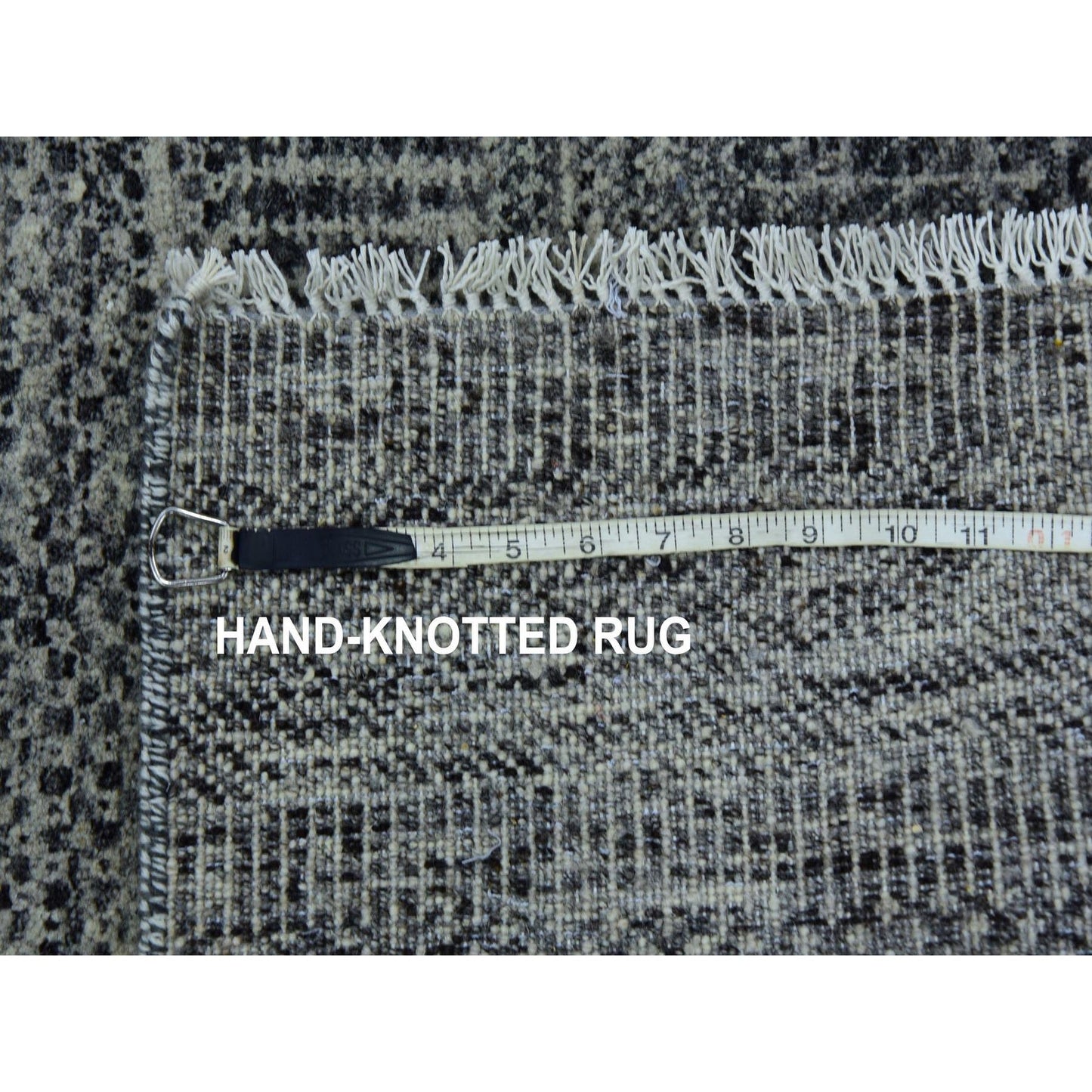 2'5"X32'3" Gray Hand Knotted Undyed Wool Grass Design Xl Runner Rug