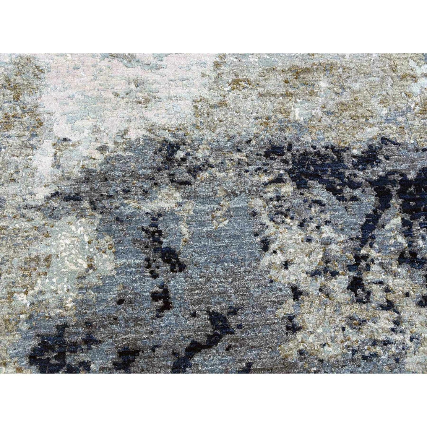10'4"X10'4" Blue Abstract Design Hand Knotted Round Wool Oriental Rug