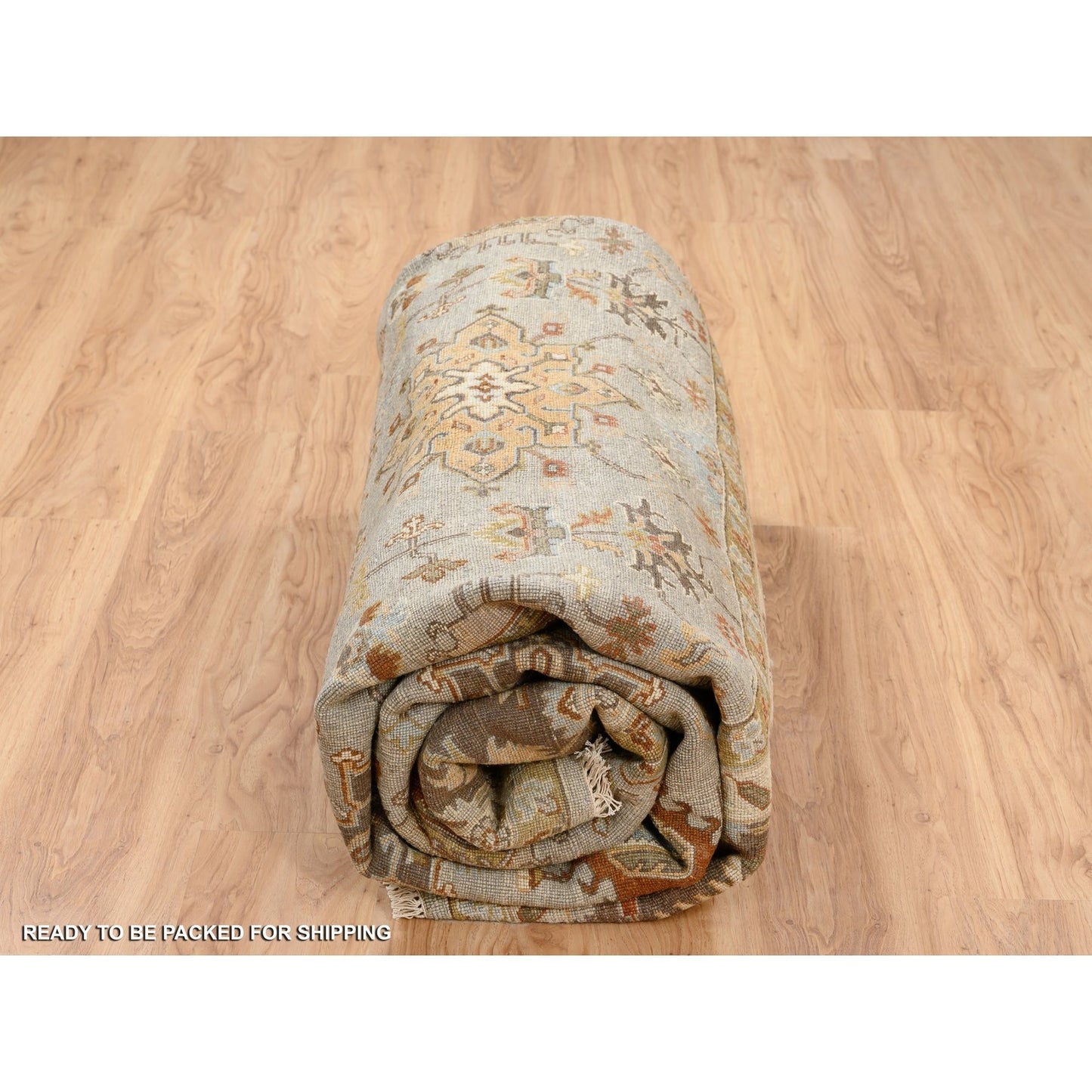 10'2"X10'2" Light Gray Soft Wool Hand Knotted Karjihooz Design Square Rug