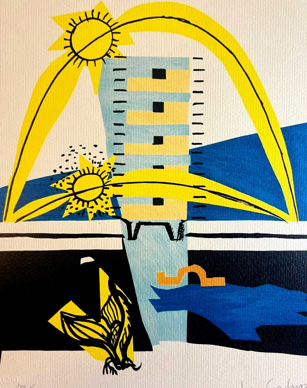Le Corbusier Coa Lithograph Stamped Approved /