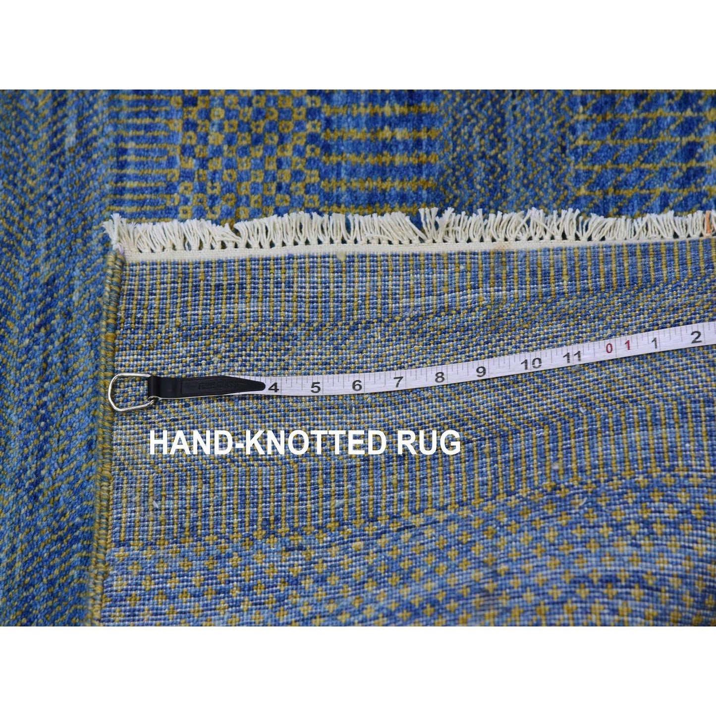 2'5"X20' Aegean Blue Grass Design Xl Runner Rug Hand Knotted Dyed Wool