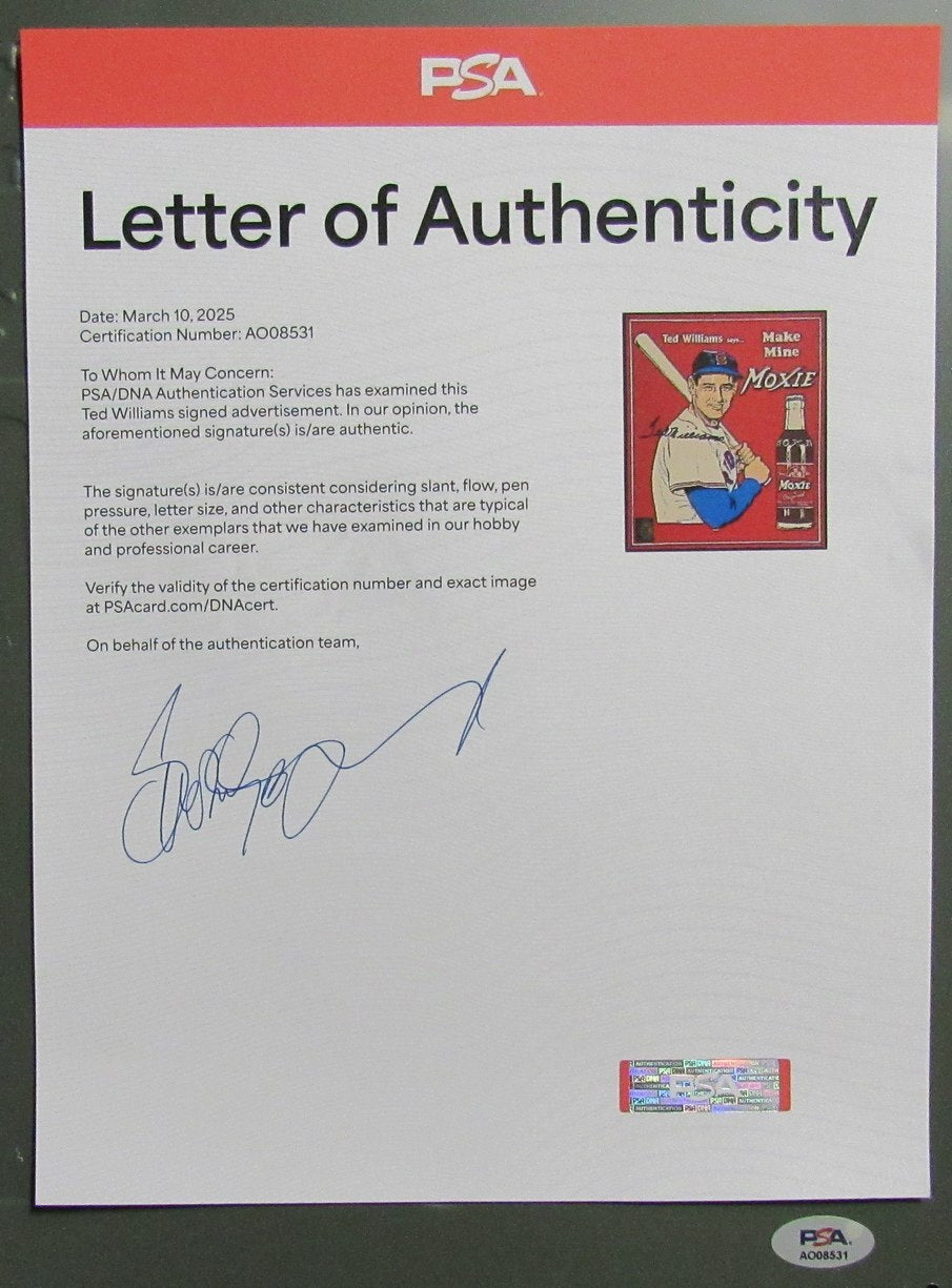 Ted Williams Hof Signed/Autographed 11X13