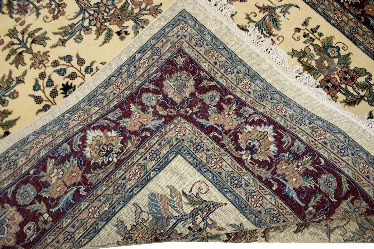 Classic Beige Floral Design Hand-Knotted Oriental