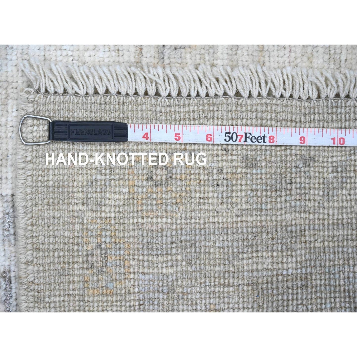 5'X6'10" Gray Afghan Angora Oushak All Over Pattern Hand Knotted Wool Rug