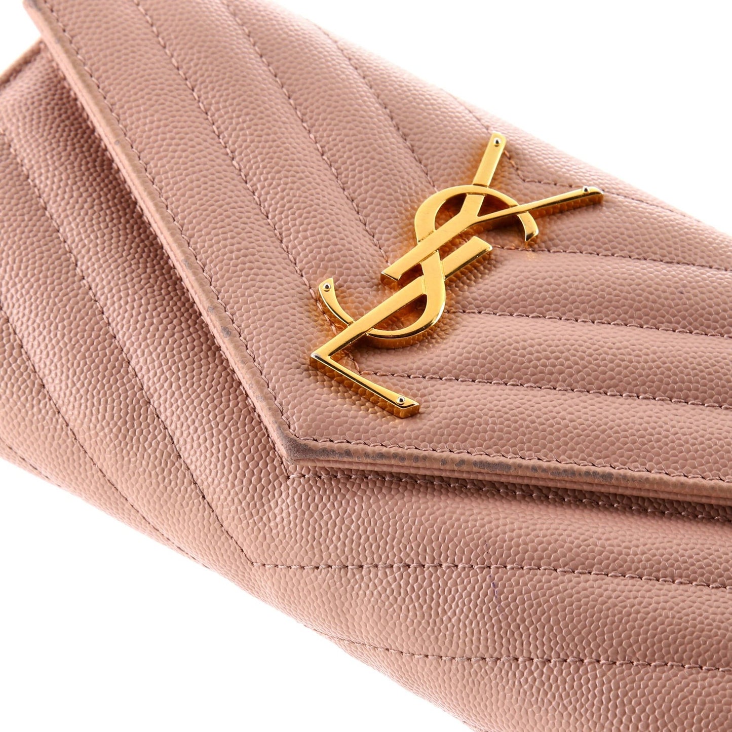 Saint Laurent Classic Monogram Flap Wallet Matelasse Chevron Leather Large