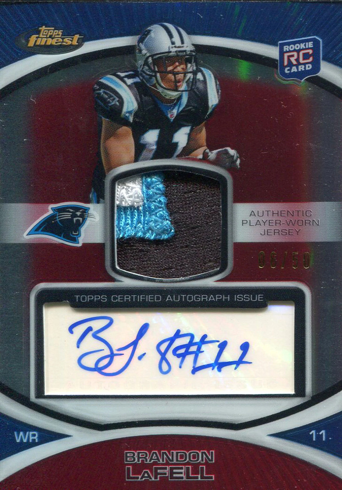 Brandon Lafell Autographed 2010 Topps Finest Rookie Jersey Card