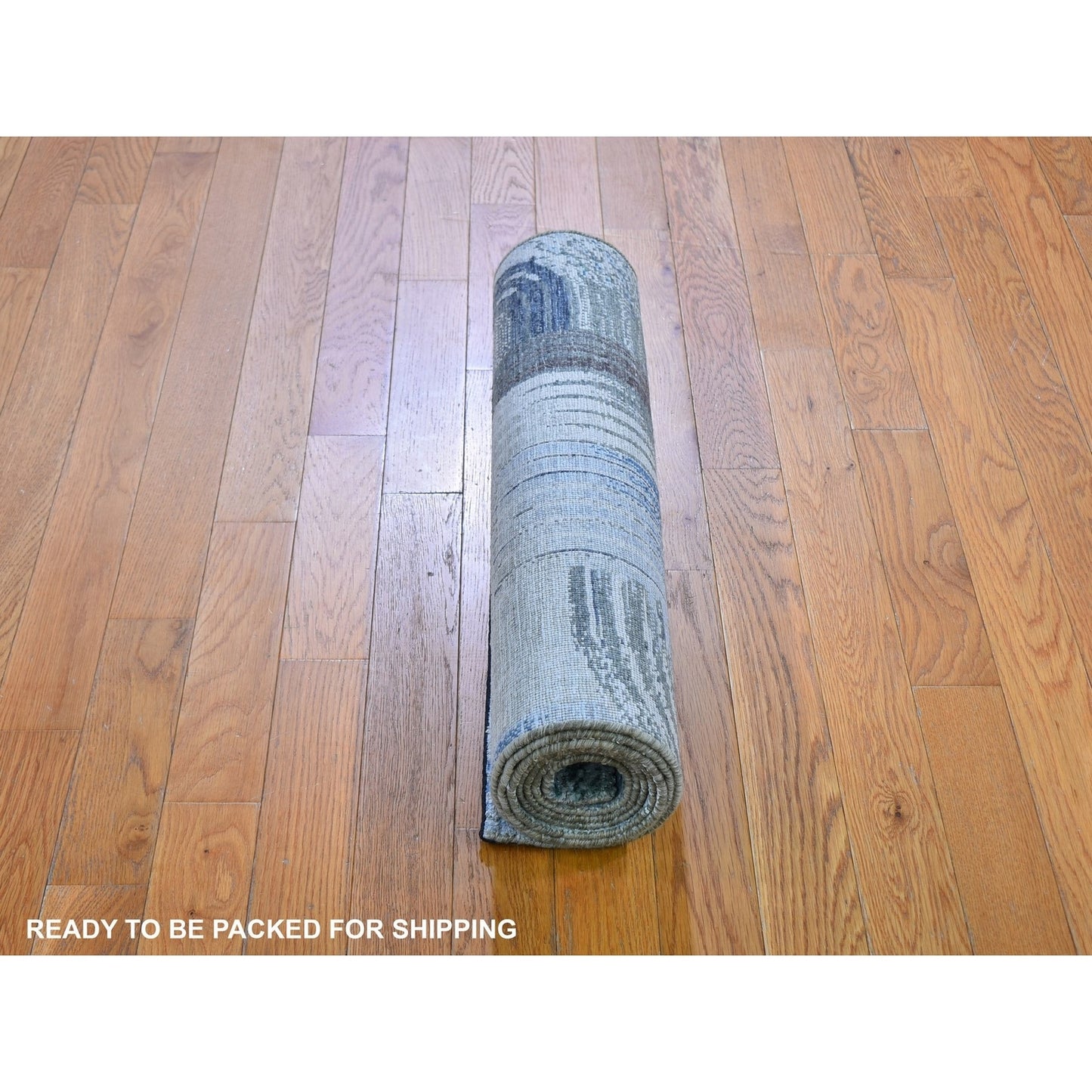 2'7"X10'4" The Intertwined Passage Silk - Text Wool Handmade Runner Rug
