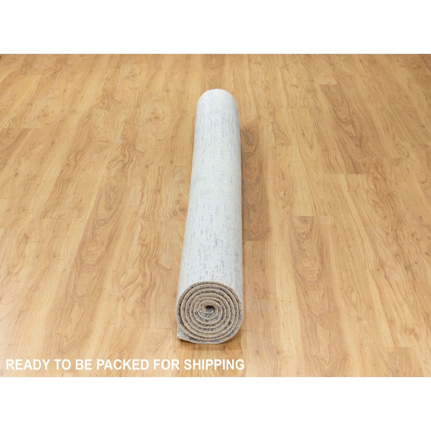 6'1"X9' Light Gray Jacquard Hand Loomed Modern Natural Wool Oriental Rug