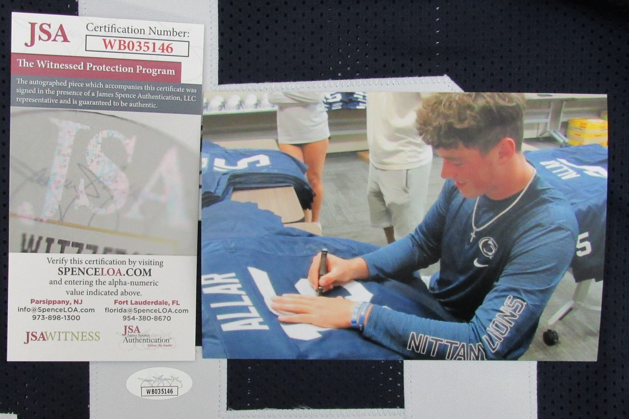 Drew Allar Autographed Blue Custom Football Jersey Penn State Jsa 182884