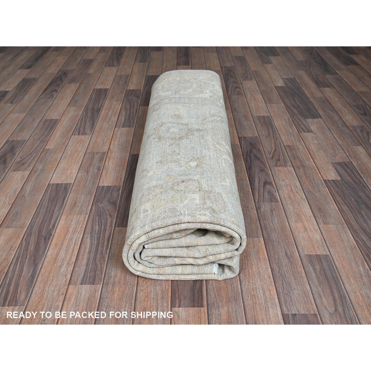 8'X9'10" Cloud Gray White Wash Peshawar Hand Knotted 100% Wool Oriental Rug