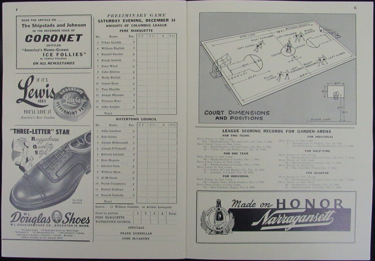 Vintage 1946 Boston Celtics Vs. Philadelphia