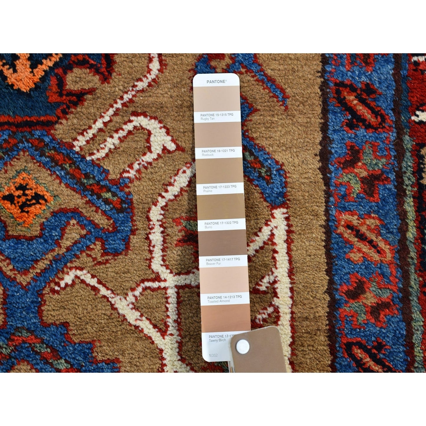 4'1"X12'8" Brown Antique Farsian Serib Wide Runner Wool Hand Knotted Rug