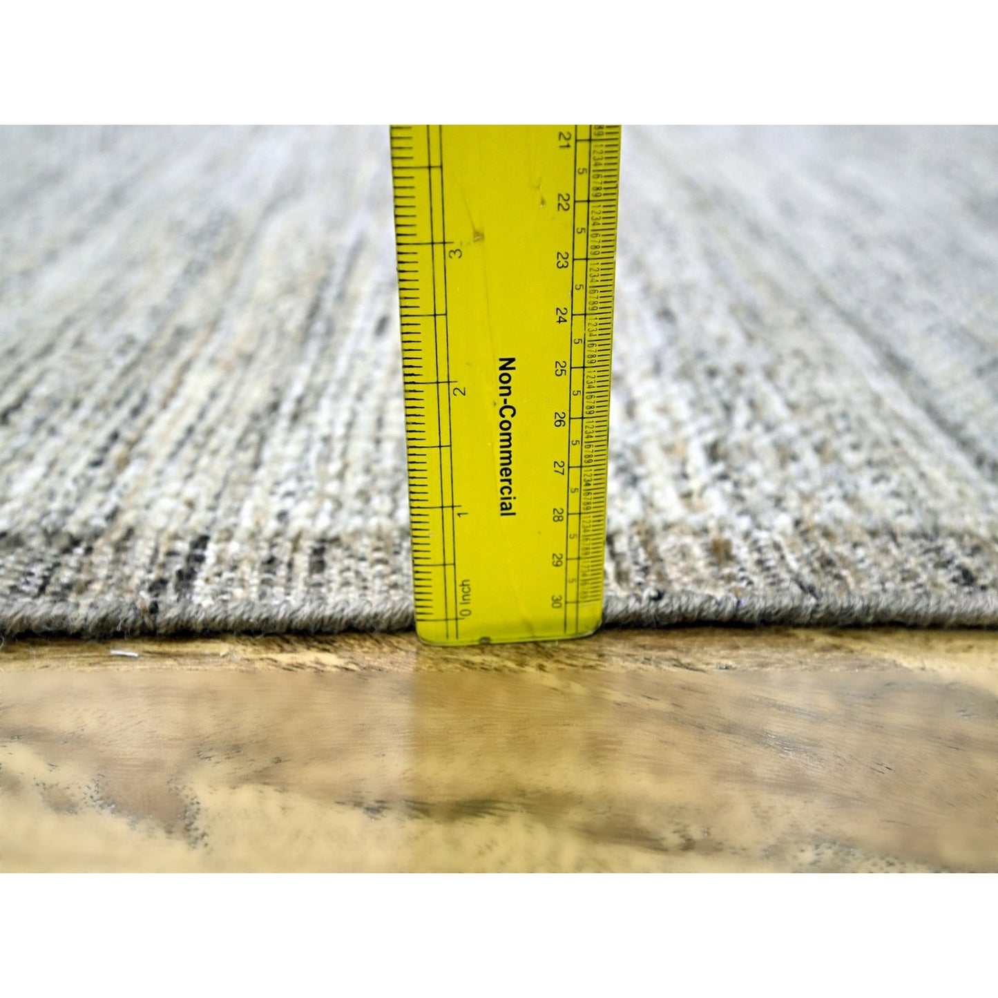 10'3"X13'9" Beige Hand Knotted Rug Distressed & Oxidized Grass Design Wool