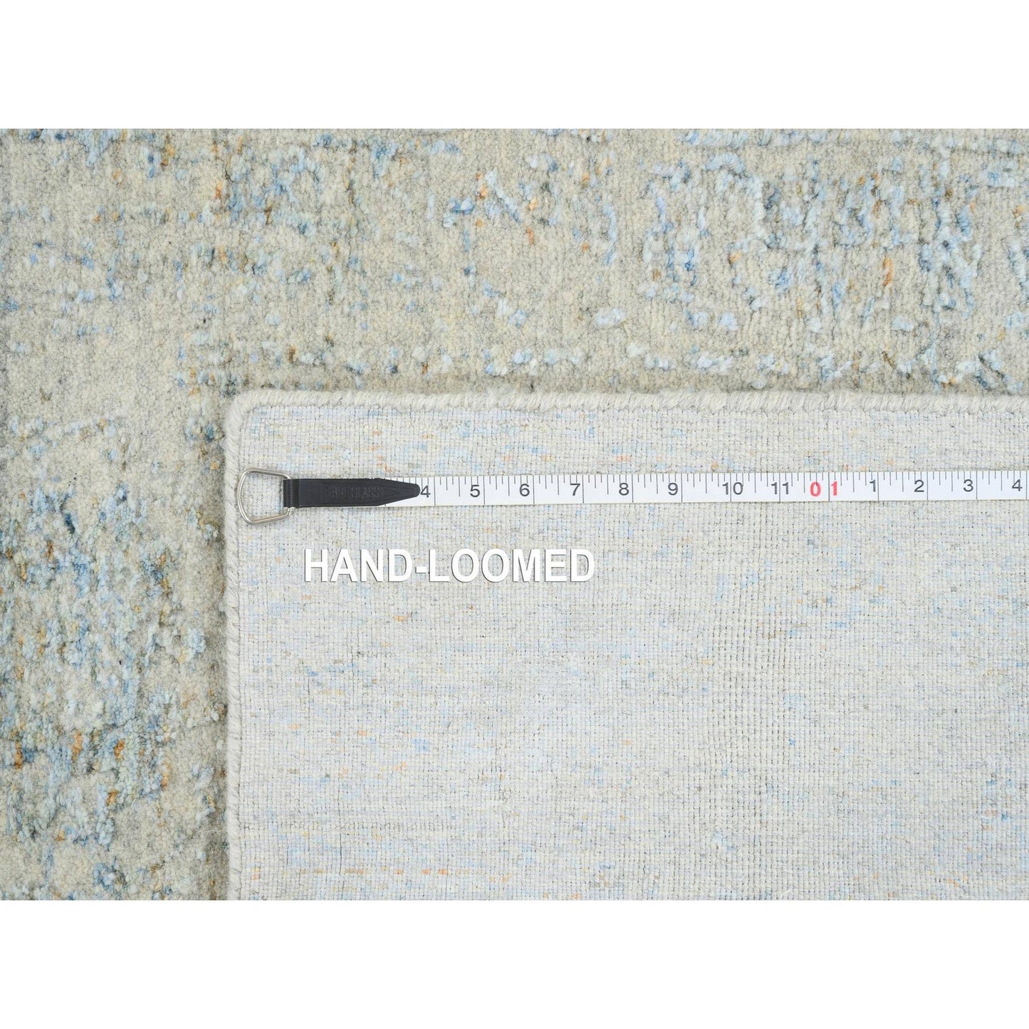 2'8"X10' Gray Tebraz Wool And Silk Jacquard Hand Loomed Runner Rug