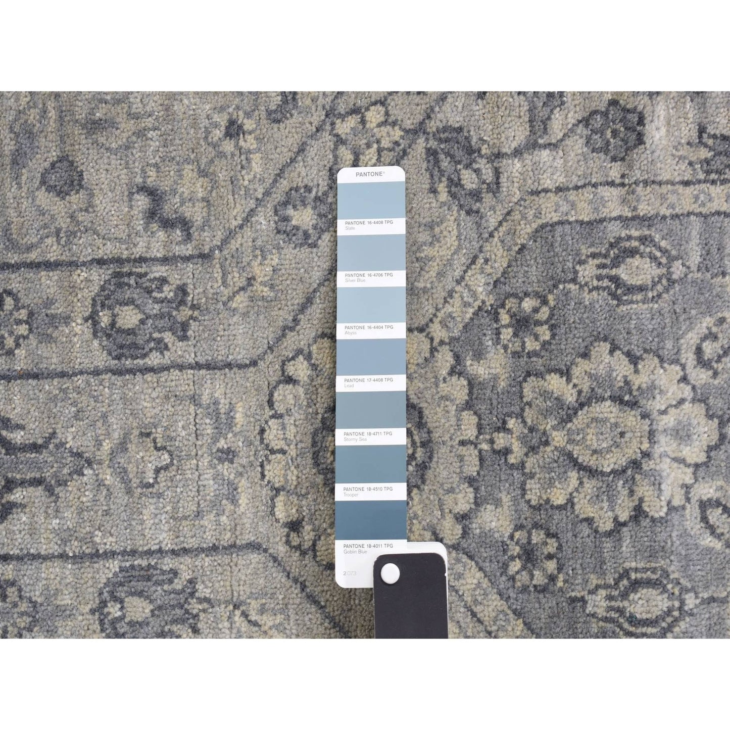 11'10"X14'9" Gray Jewellery Design Pure Wool Hand Knotted Oversized Rug