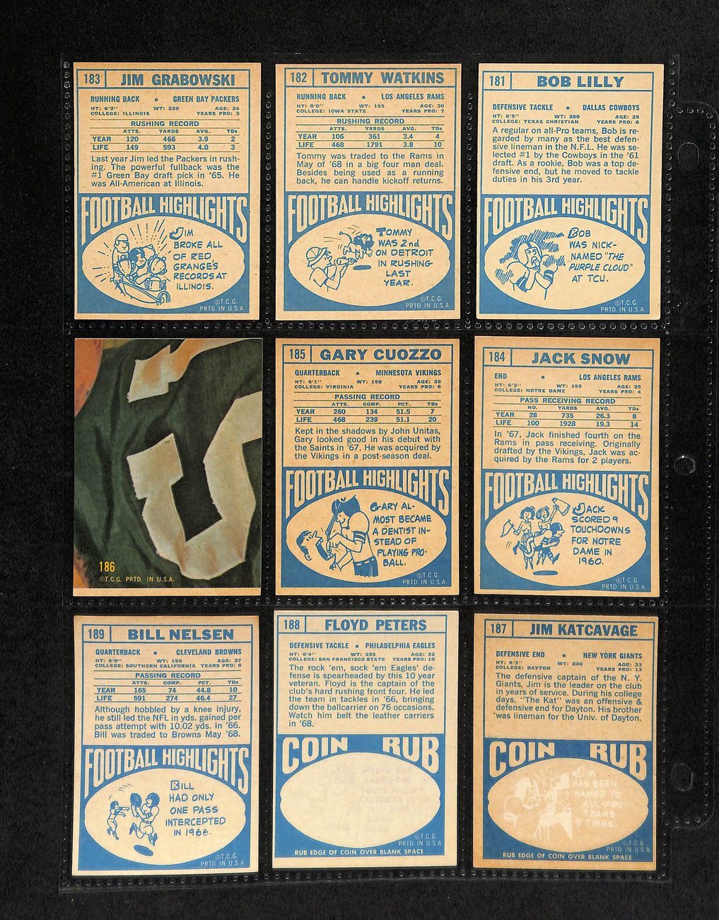 1968 Topps Football Card Complete Set (1-219)