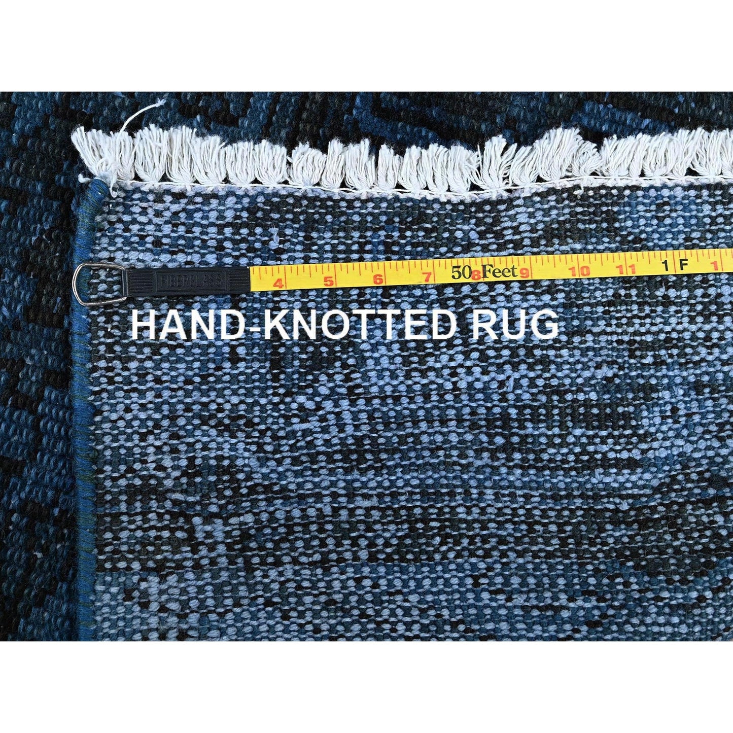 2'6"X11' Yale Blue Overdyed Old Zoroastrian Hand Knotted Wool Runner Rug