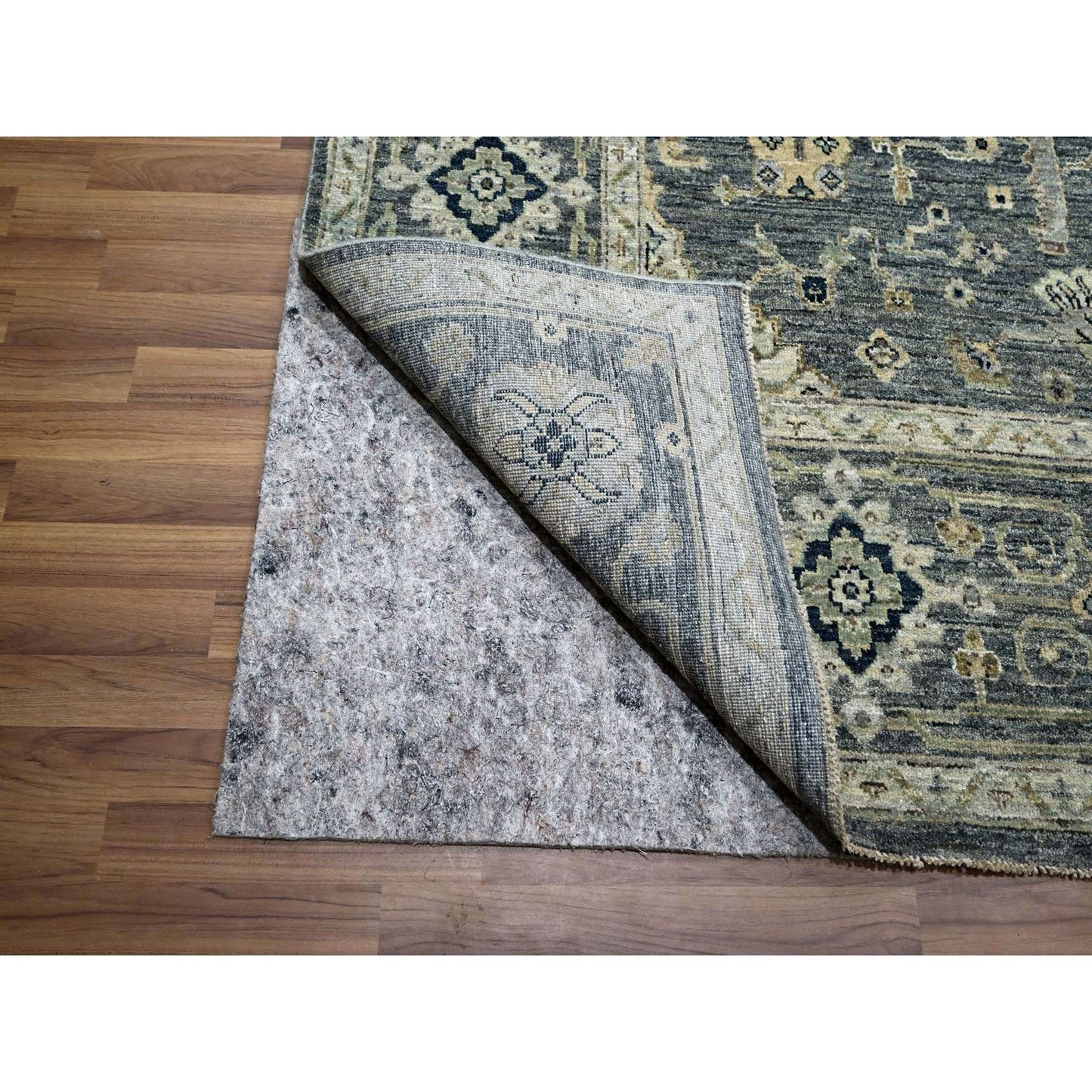 10'X14' Anchor Gray Agra With Oushak Design Pure Wool Hand Knotted Rug