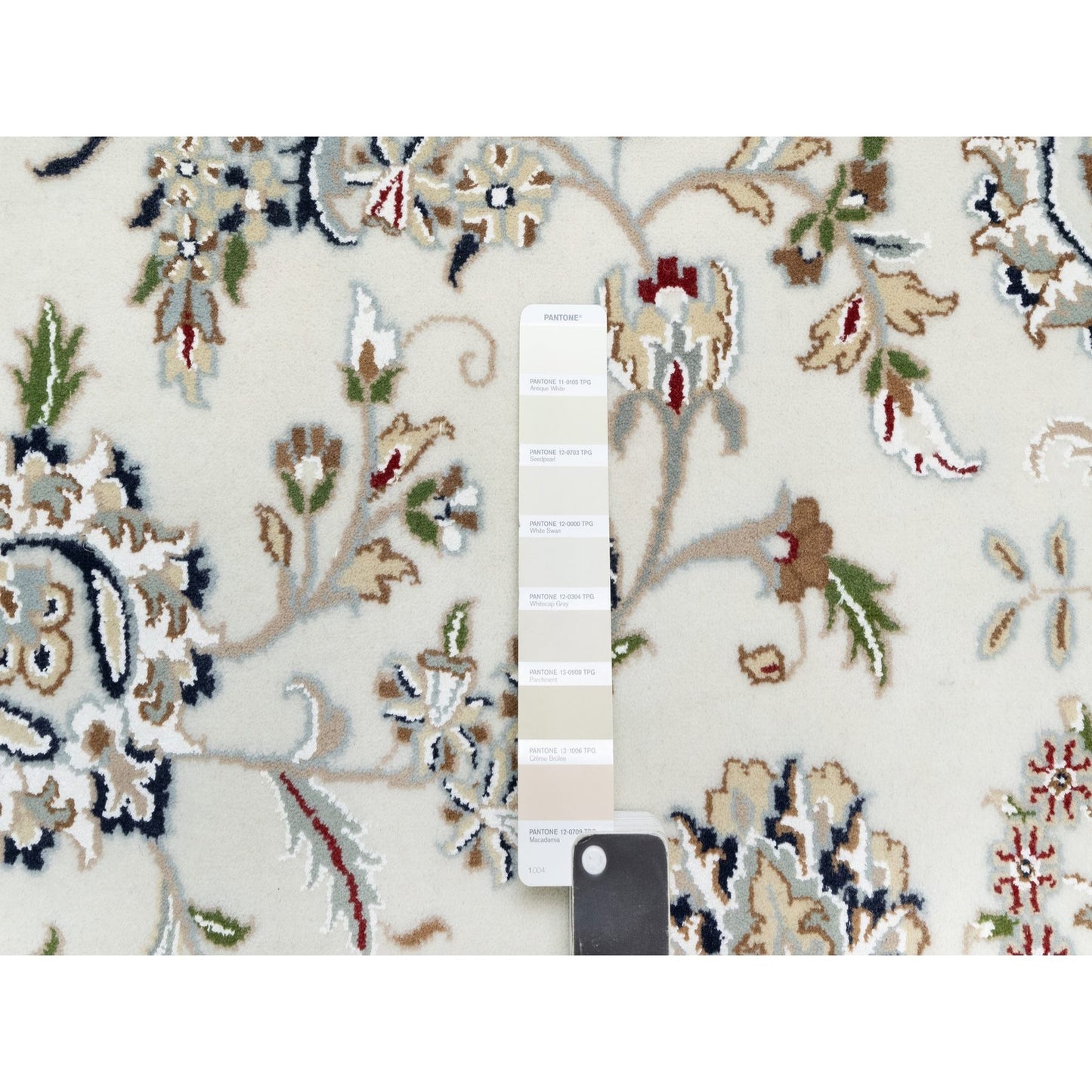 9'9"X13'9" White 250 Kpsi Nain Design Wool And Silk Hand Knotted Rug