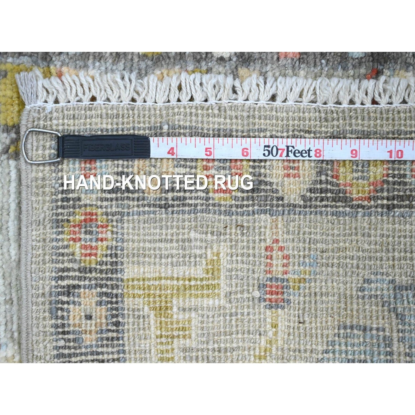 2'X3'2" Gray Afghan Angora Oushak Leaf Design Wool Hand Knotted Mat Rug