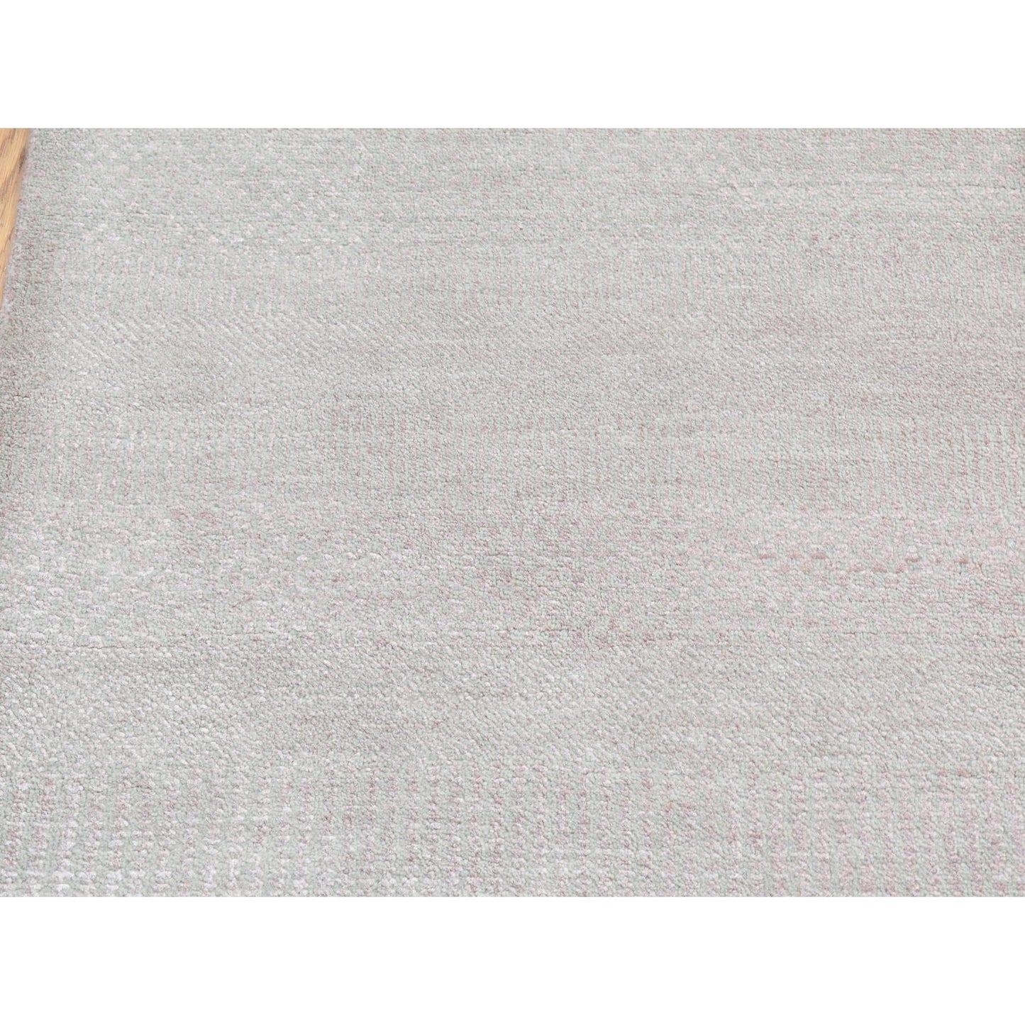 2'7"X11'3" Pink Grass Design Gabbeh Wool And Silk Hand Knotted Runner Rug