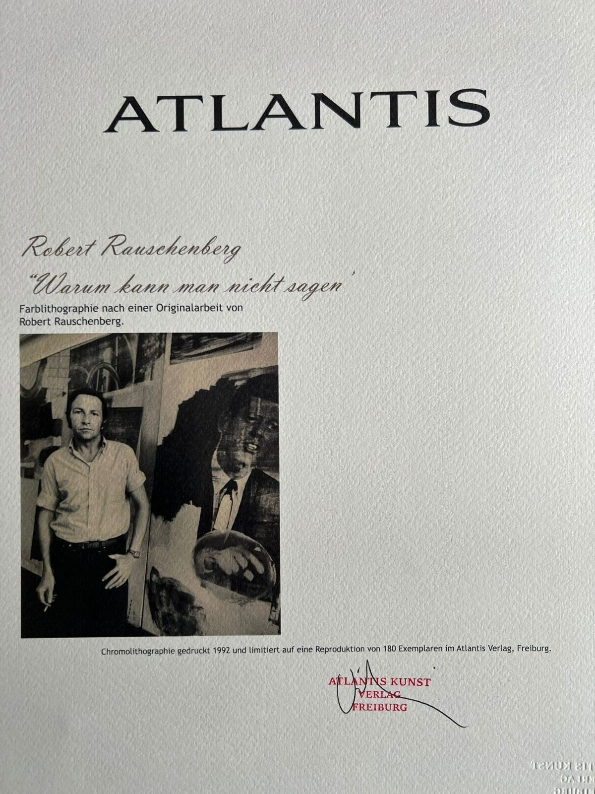 Robert Rauschenberg Lithograph Coa Signed Op Numbered By Hand 180 Es