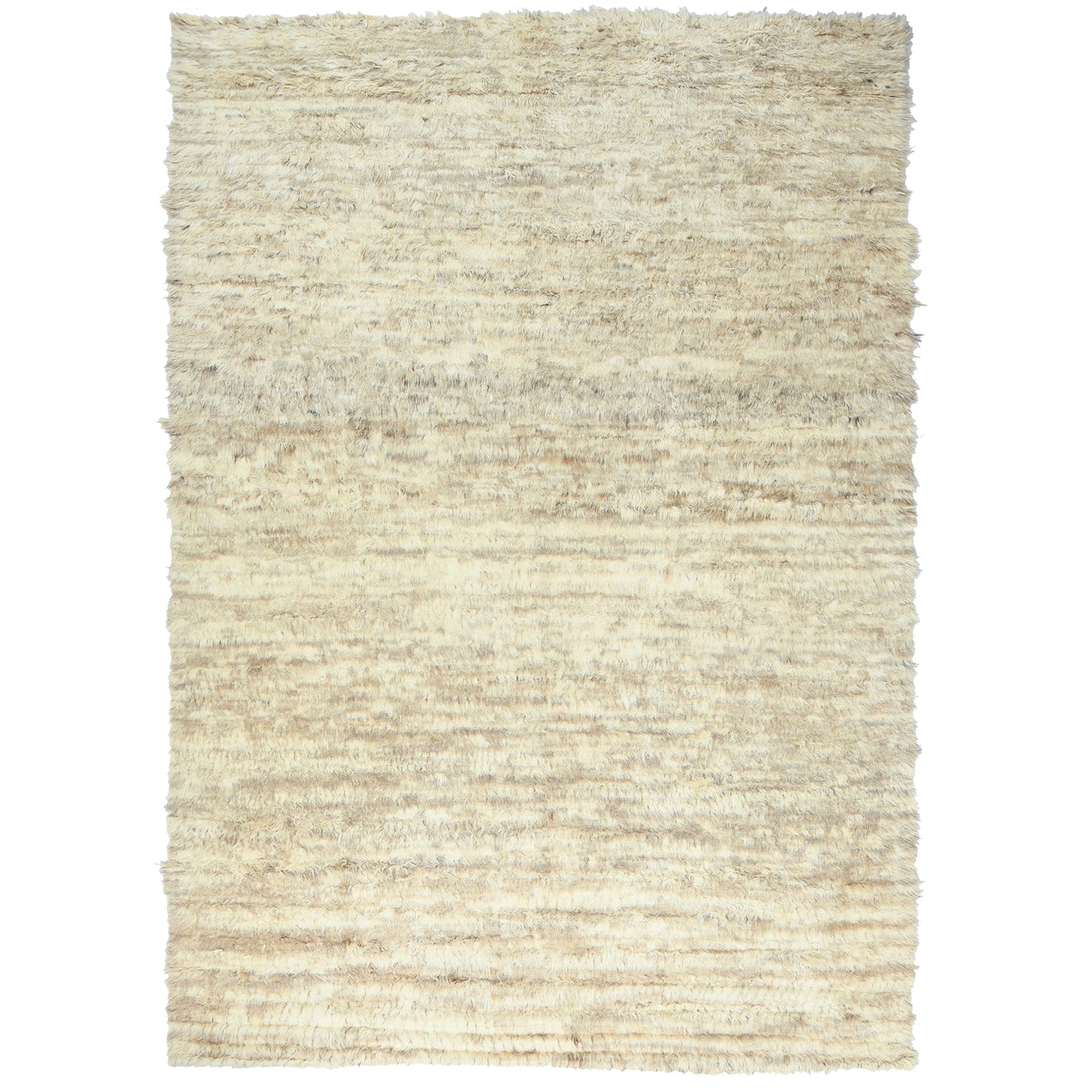 12'4"X18'1" Ivory Pure Wool Hand Knotted Moroccan Berber Oversized Rug