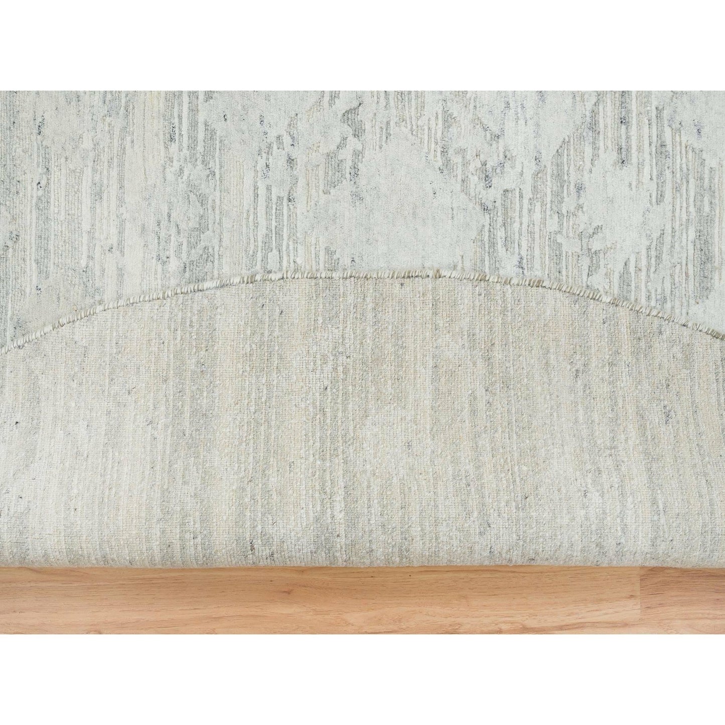 8'X8' Ivory Modern Design Undyed Natural Wool Hand Knotted Round Rug