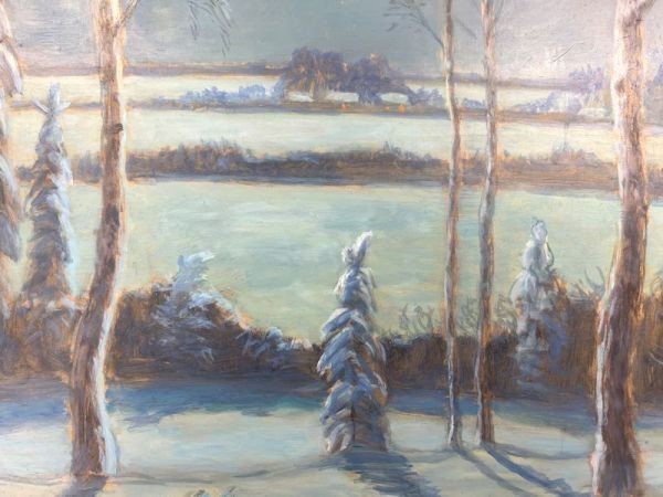 Fedor Denisovich Konstantinov Original Oil Painting Midnight Moon Soviet Russia